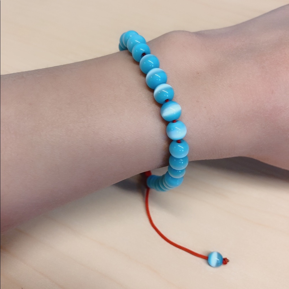 Handmade Adjustable Blue Stone Beads Bracelet